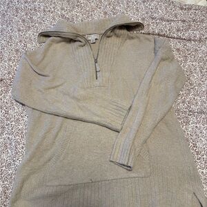Barefoot Dreams Men's Tan Zip-Up Sweater